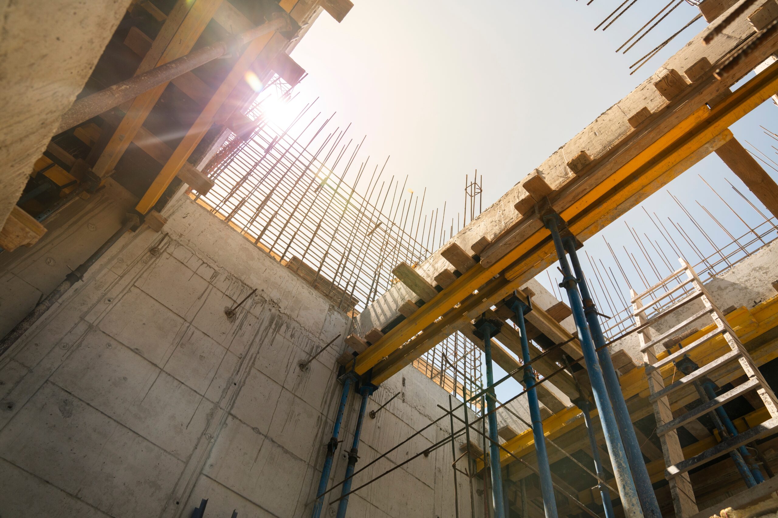 Formwork on second floor of a building